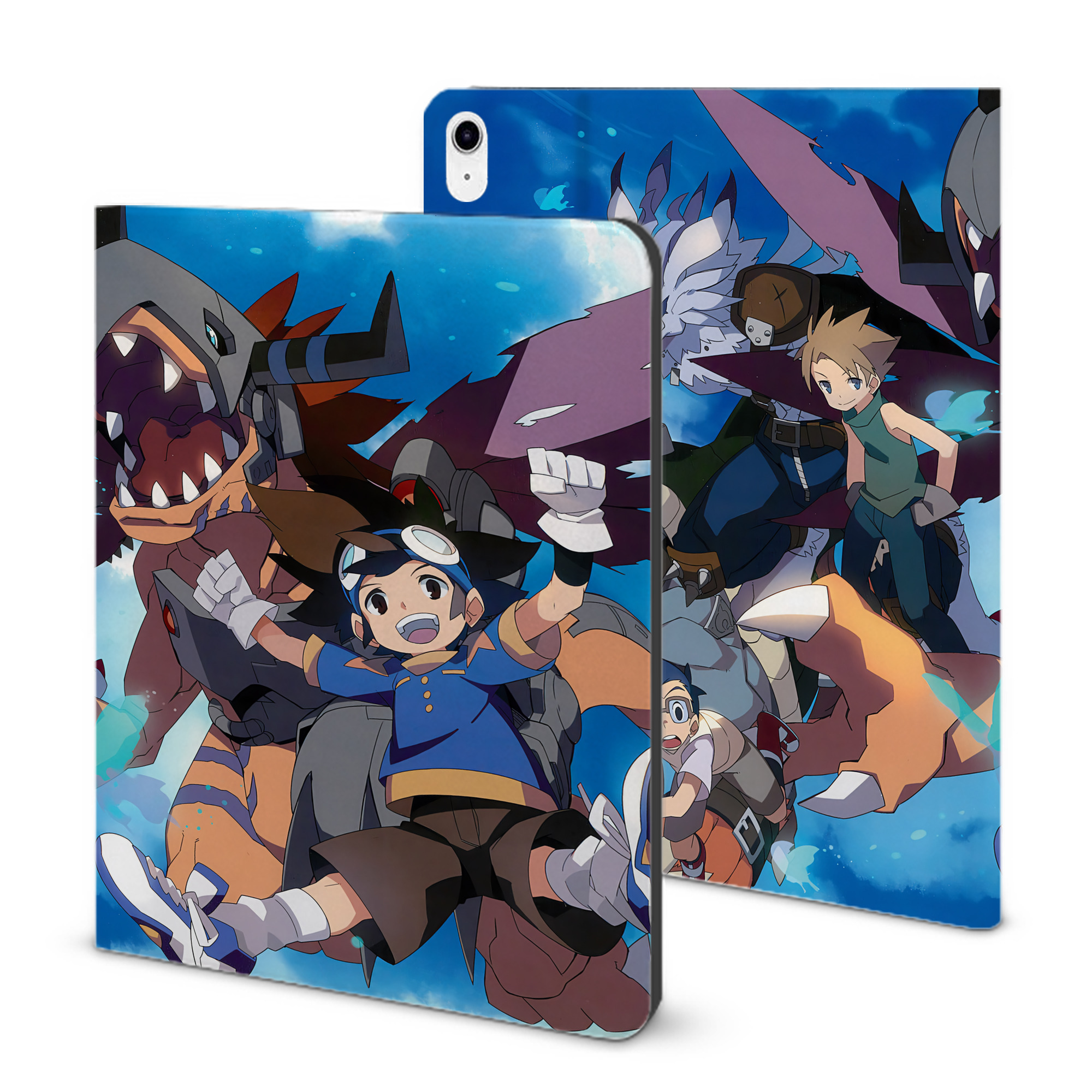 （画像用） Digimon デジタルモンスター/デジモン IPad ケース ブック型 PUレザー TPU 耐衝撃 軽量 薄型 ペン収納なし 全面保護 IPad 各モデル対応